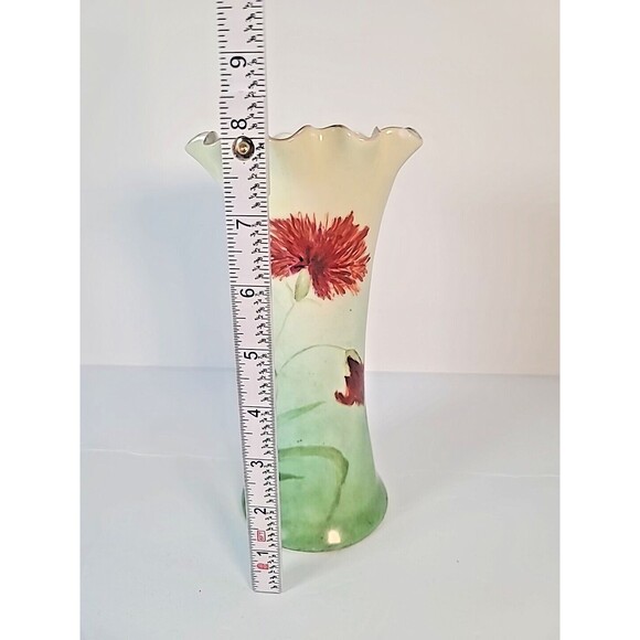 Antique PH Leonard VIENNA AUSTRIA Porcelain 8.25 Hand-Painted Ruffled Flute Vase - Picture 11 of 11